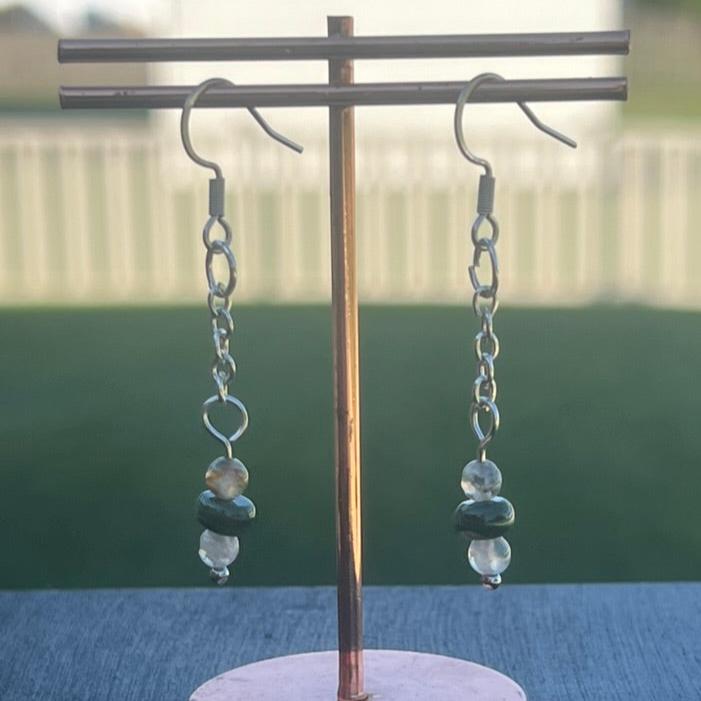 Agate Crystal Dangly Earrings