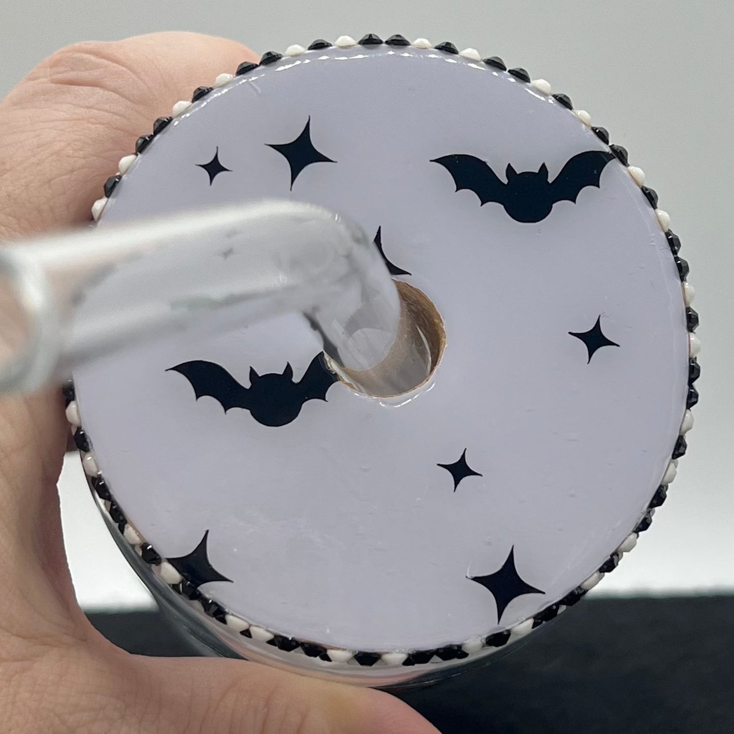Spooky Vibes Ghost Glass Cup with Bamboo Lid and Glass Straw