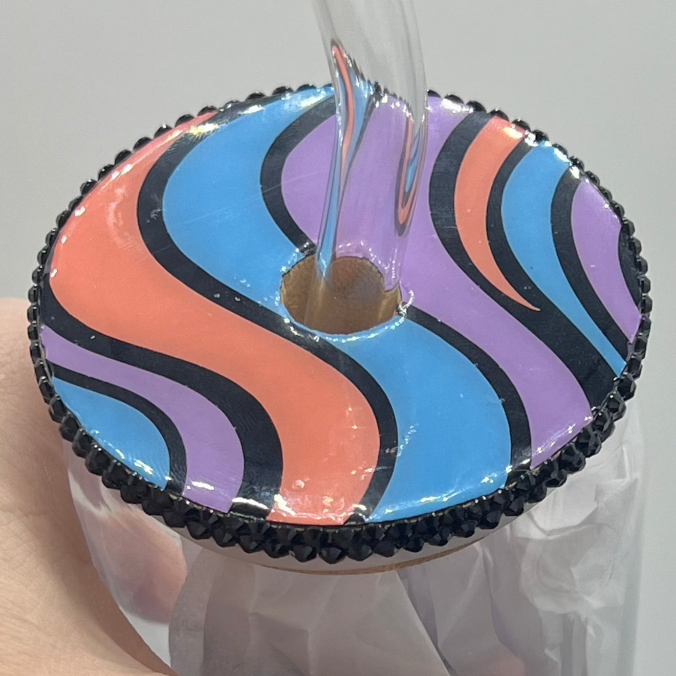 Groovy Mushy Glass Cup with Bamboo Lid and Glass Straw