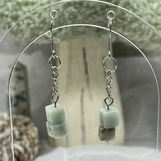 Amazonite Crystal Dangly Earrings