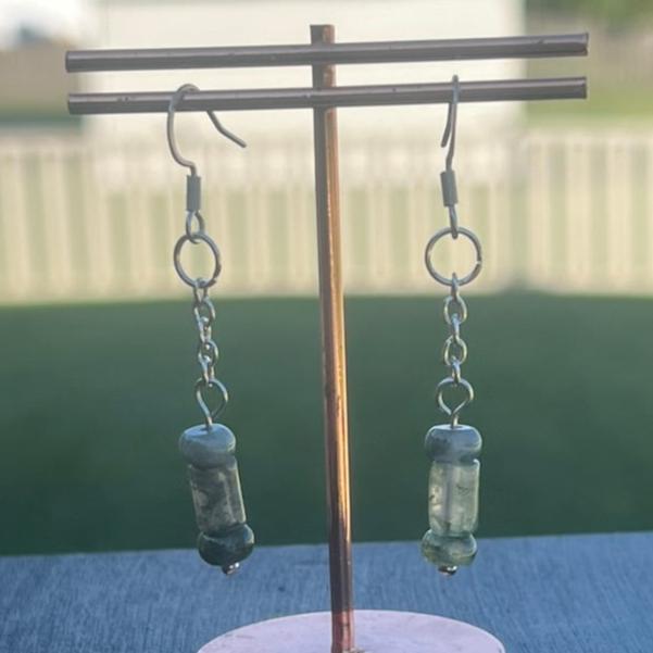 Agate Crystal Dangly Earrings