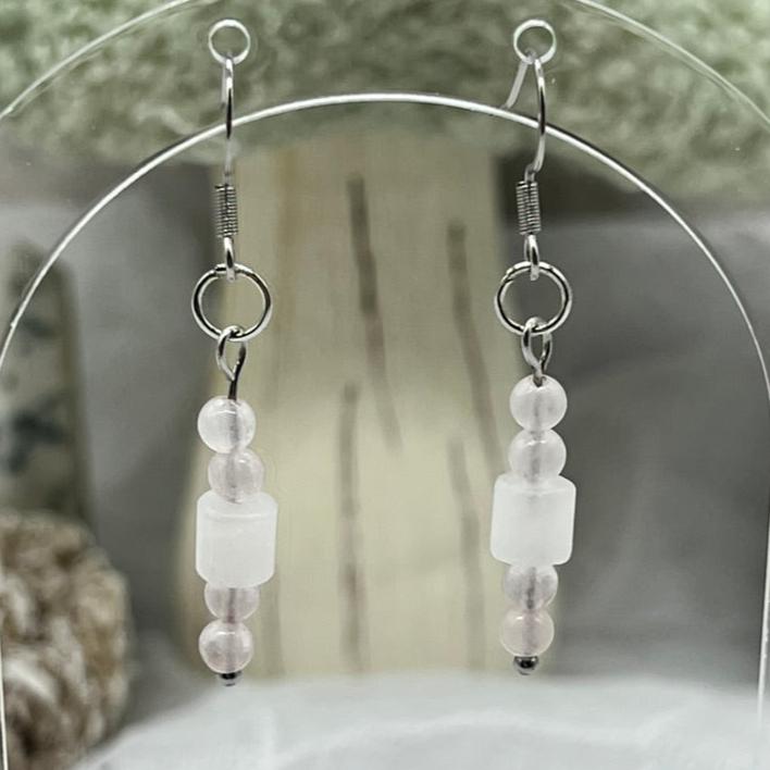 Rose Quartz Dangly Crystal Earrings