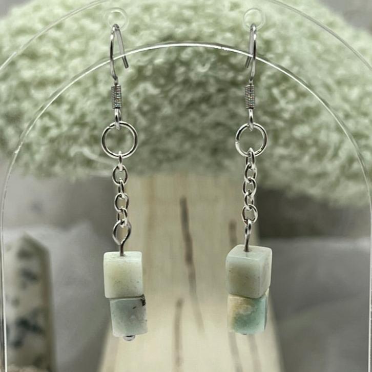 Amazonite Crystal Dangly Earrings