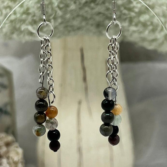 Agate Crystal Dangly Earrings