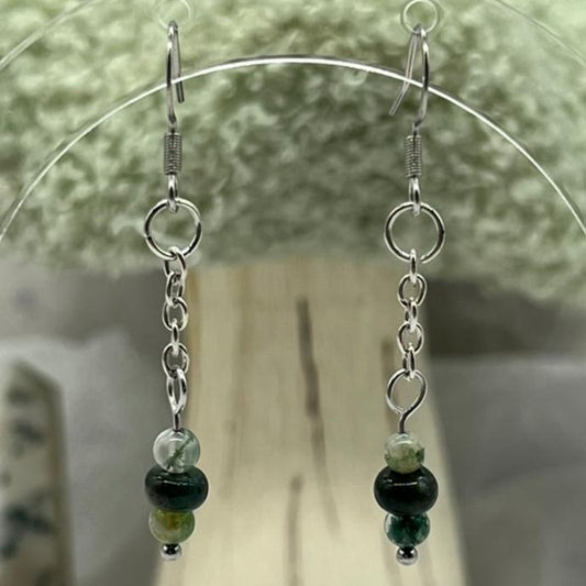 Agate Crystal Dangly Earrings