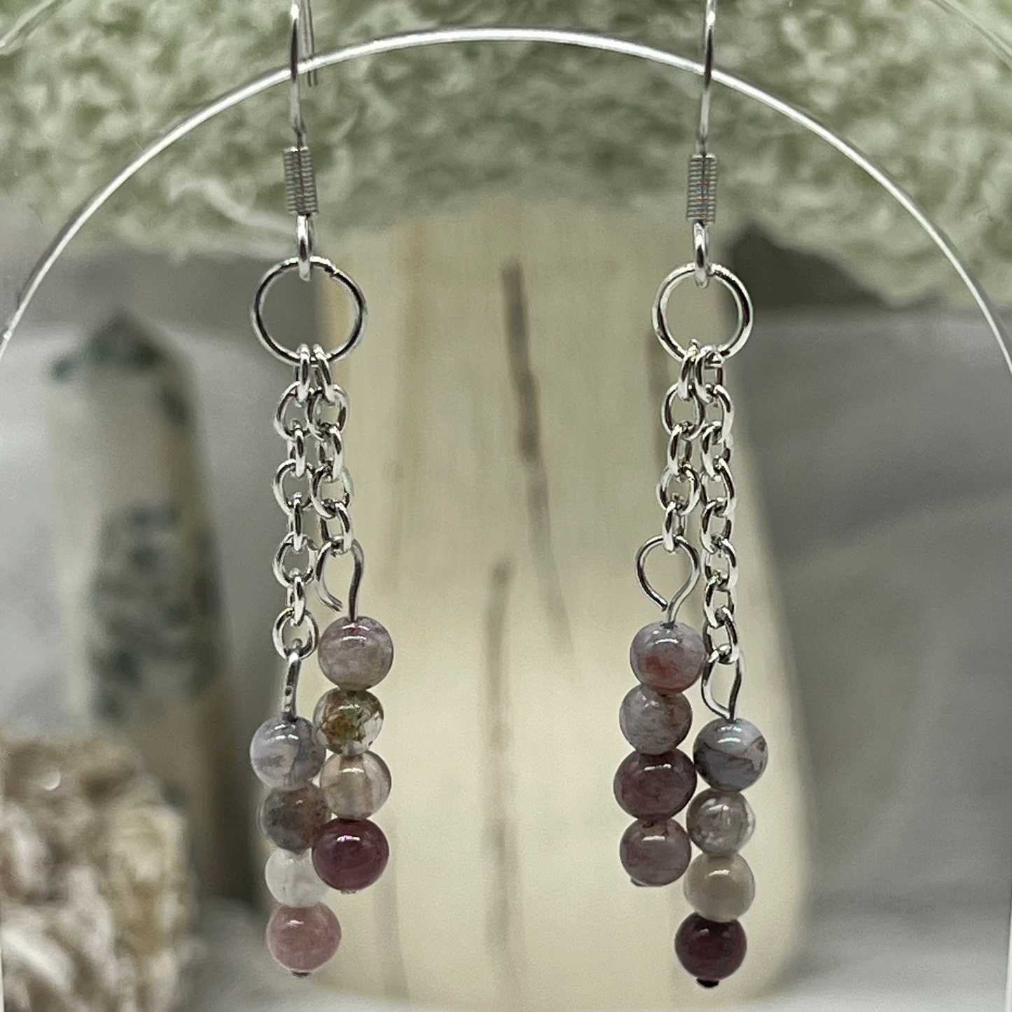 Agate Crystal Dangly Earrings