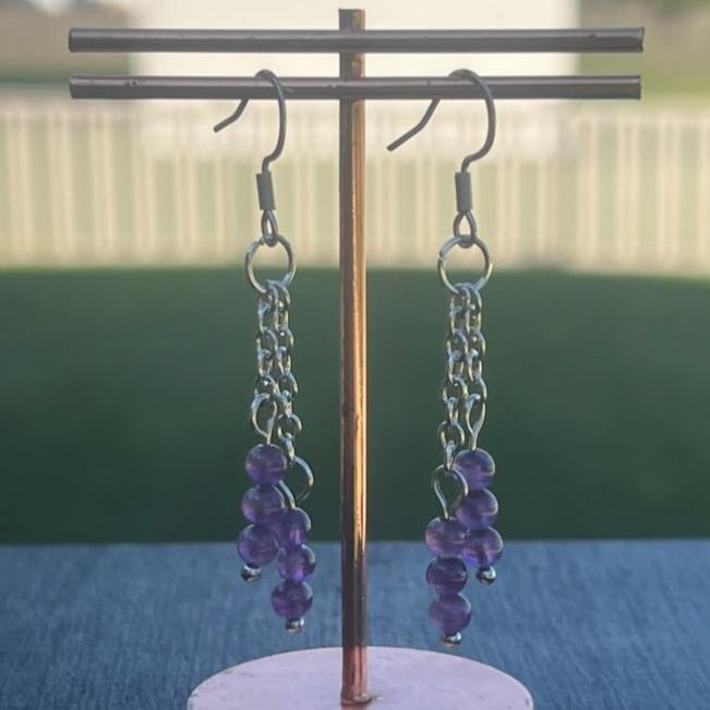 Amethyst Crystal Dangly Earrings