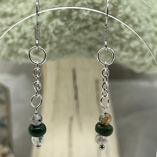 Agate Crystal Dangly Earrings