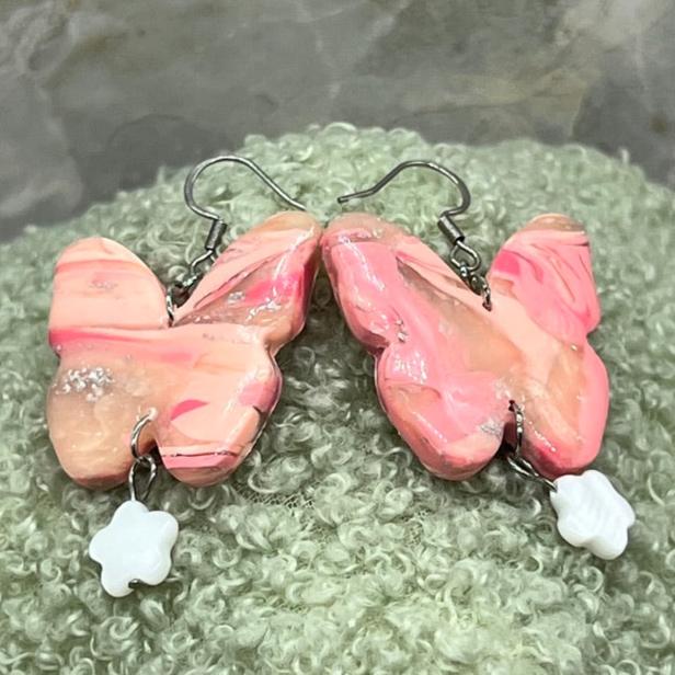 Pink Butterfly Earrings