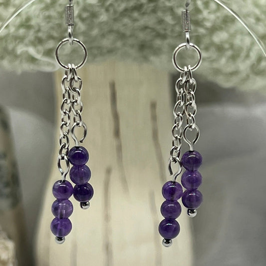 Amethyst Crystal Dangly Earrings