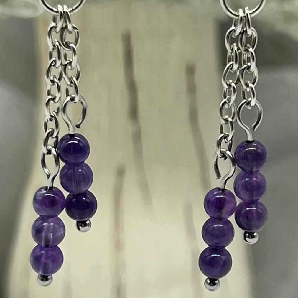 Amethyst Crystal Dangly Earrings