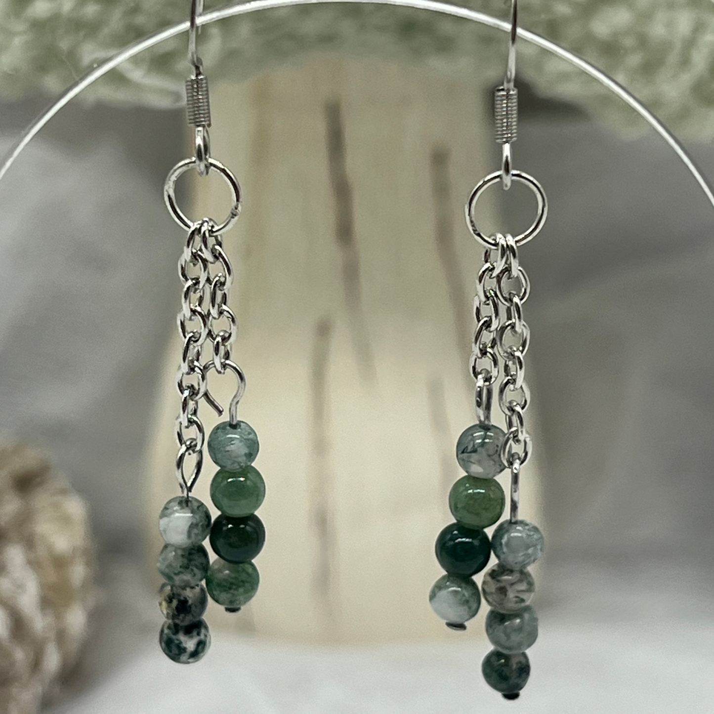 Agate Crystal Dangly Earrings