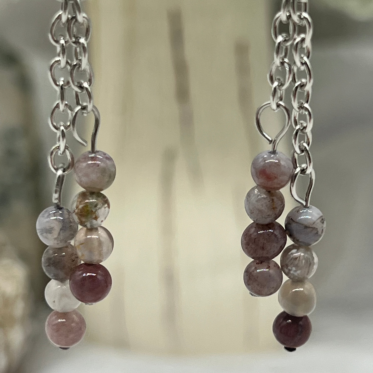 Agate Crystal Dangly Earrings