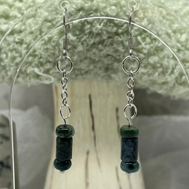 Agate Crystal Dangly Earrings