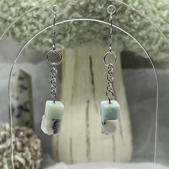 Amazonite Crystal Dangly Earrings