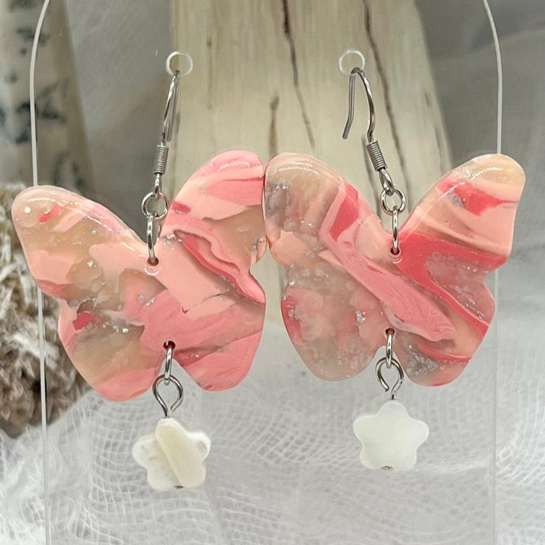 Pink Butterfly Earrings