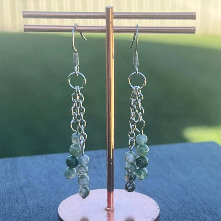 Agate Crystal Dangly Earrings