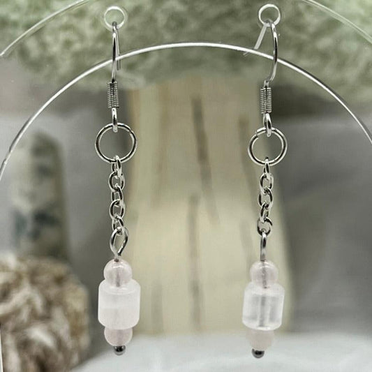 Rose Quartz Dangly Earrings