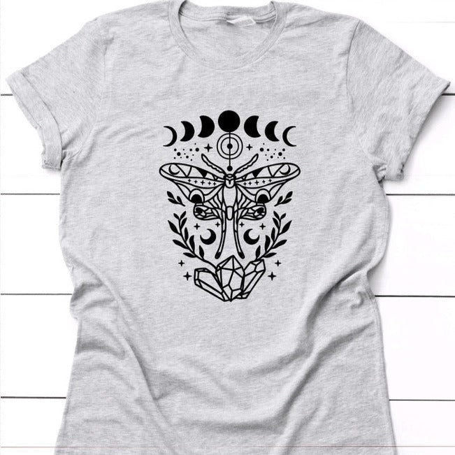 Lunar Moth and Moon Phase Magic Tee Shirt