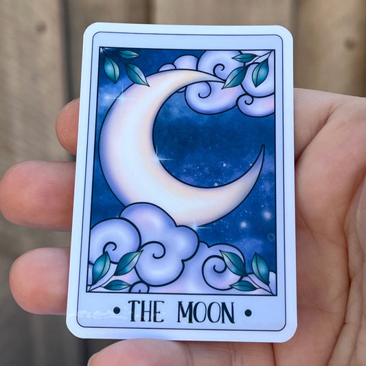 The Moon Tarot Card Water Resistant Vinyl Sticker